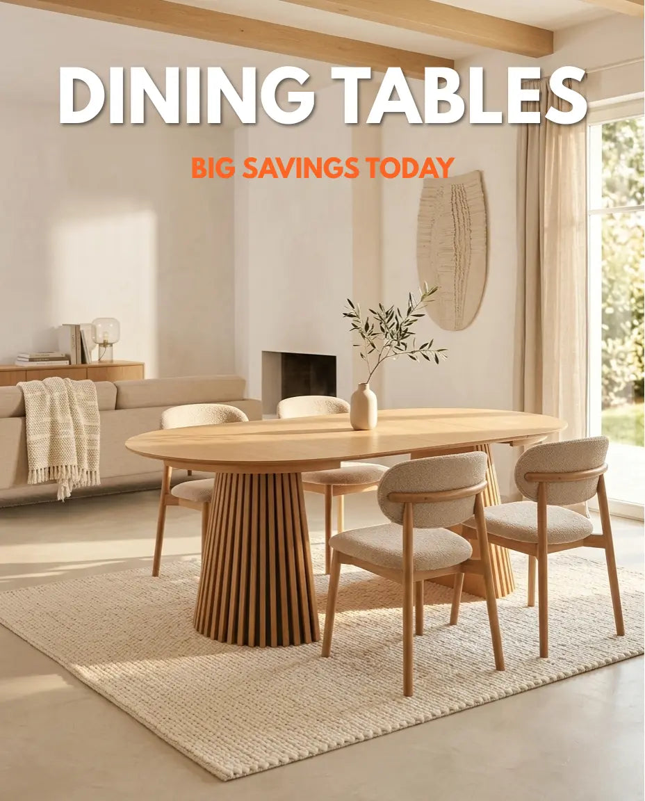 solid wood dining table with chairs in modern scandinavian style, elegant dining room furniture with minimalist design and natural tones